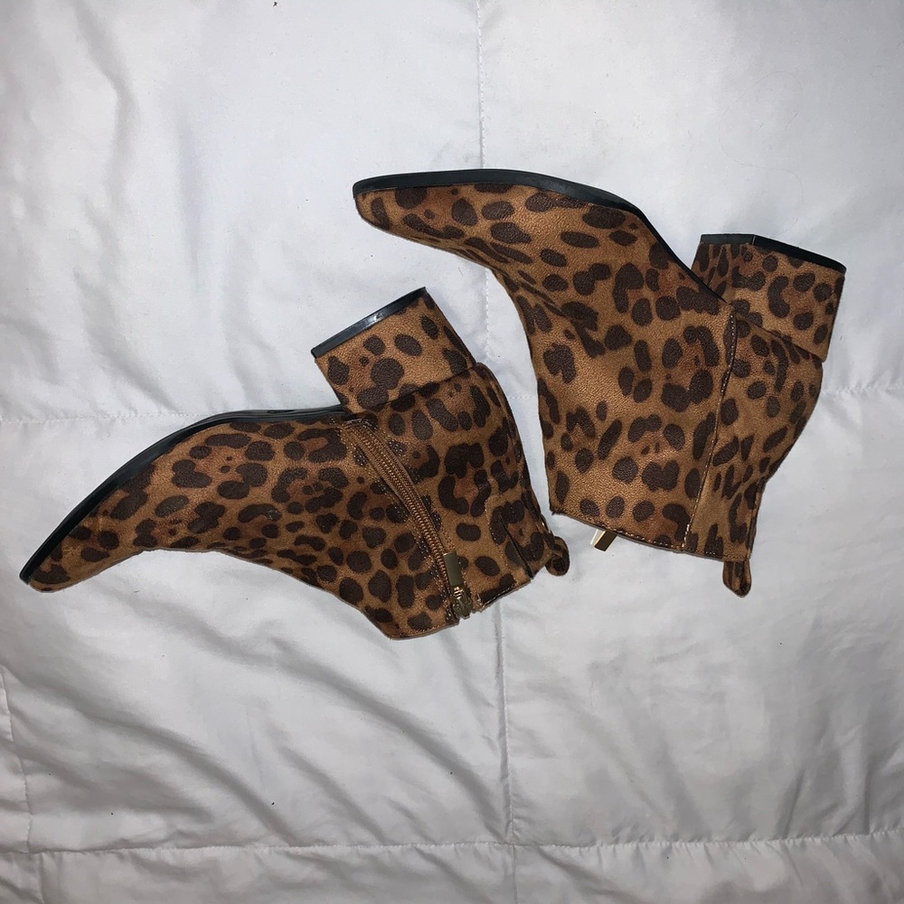Cheetah print booties